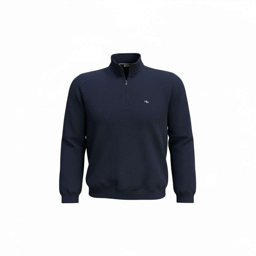 Fish Hippie Mens Large Navy Blue Heather Quarter Zip Pullover Sweater